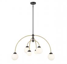 Savoy House Meridian CA M100114MBKNB - 6-Light Chandelier in Matte Black with Natural Brass