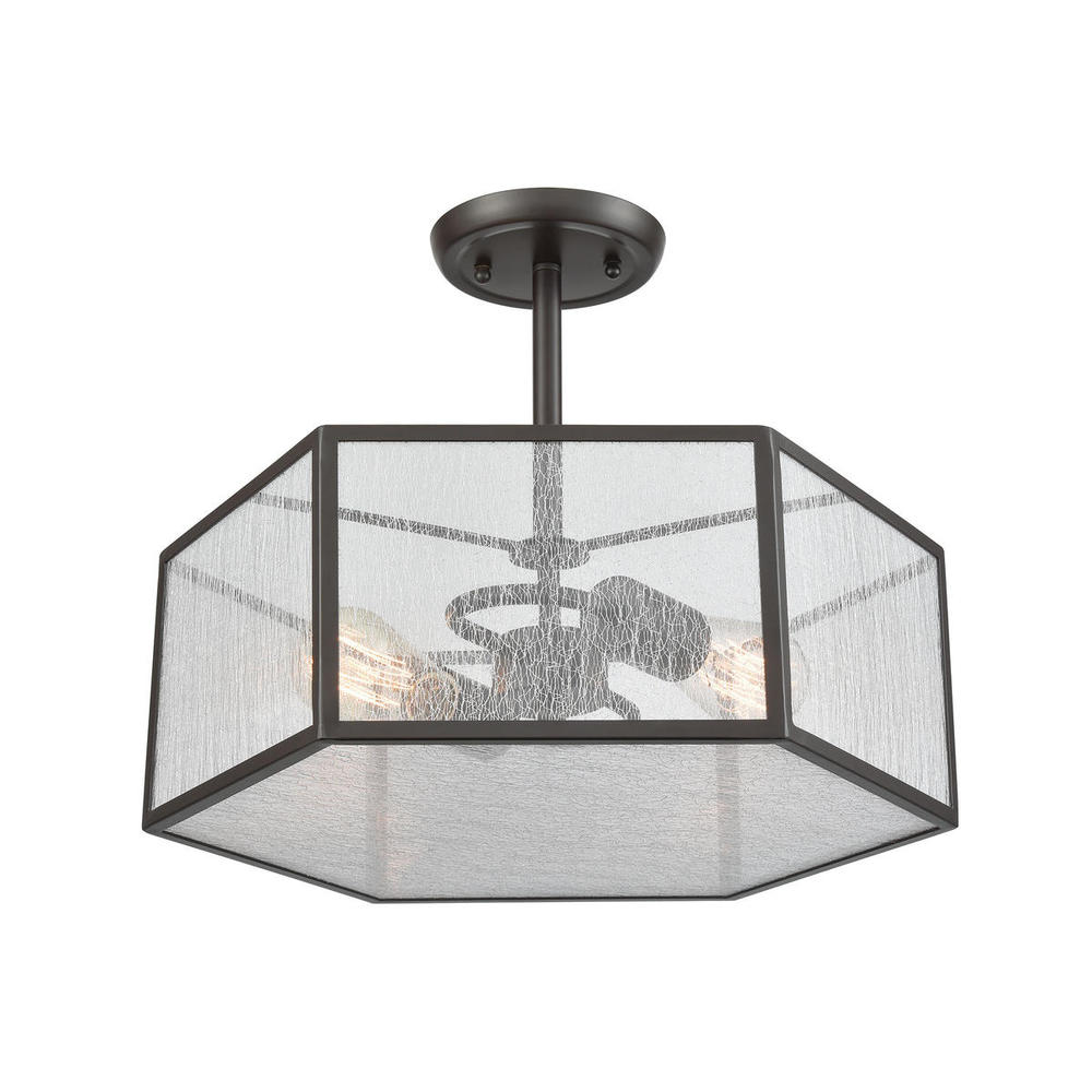 Spencer 2-Light Semi Flush in Oil Rubbed Bronze with Translucent Organza PVC Shade