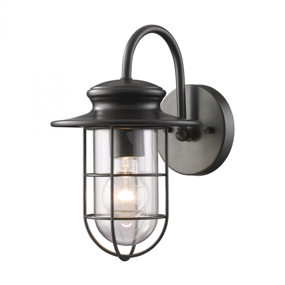 Portside 1-Light Outdoor Wall Lamp in Matte Black