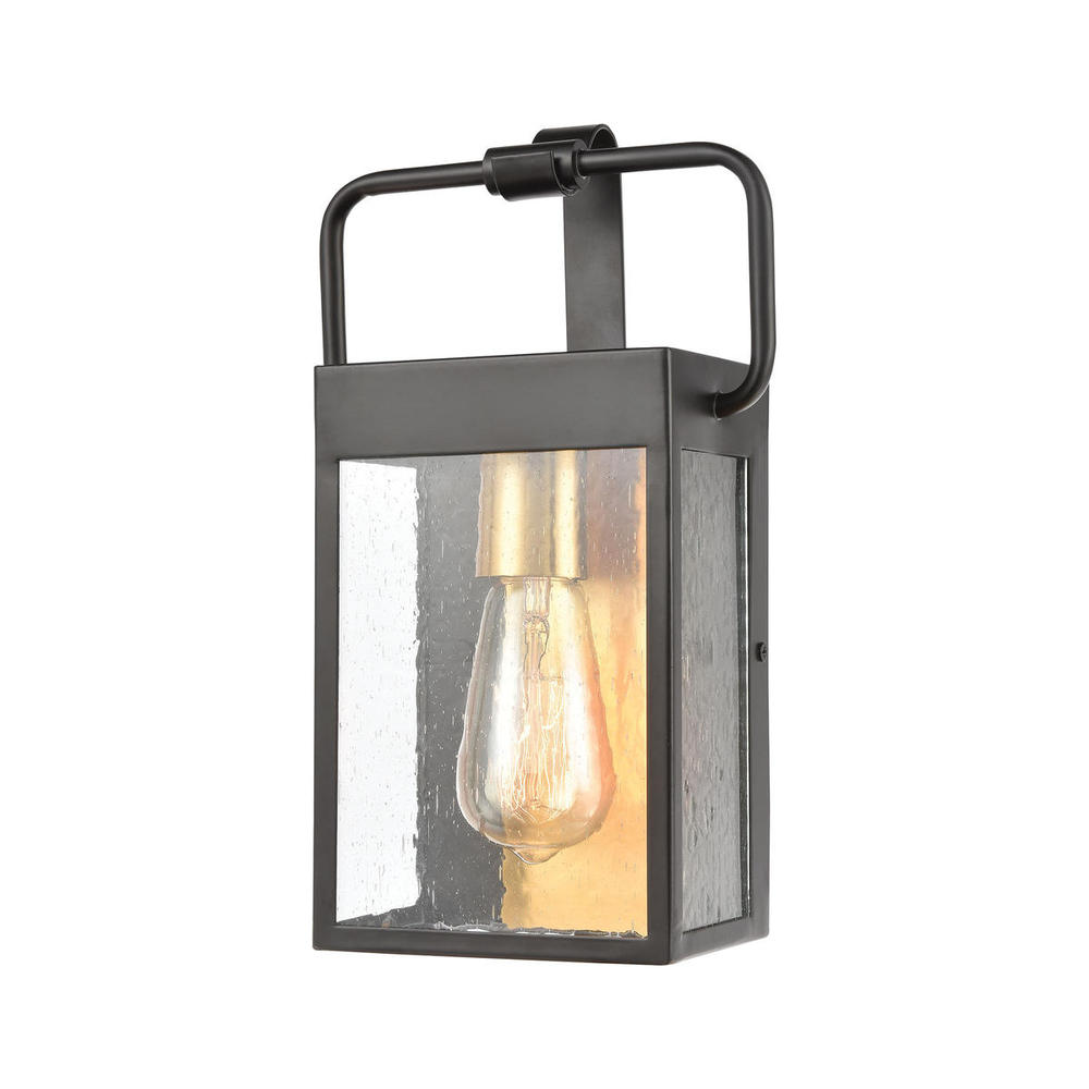 Knowlton 1-Light Sconce in Matte Black with Seedy Glass
