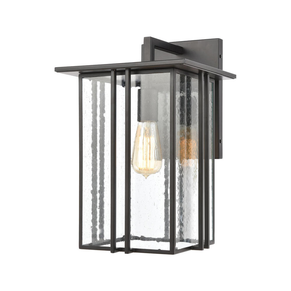 Radnor 1-Light Sconce in Matte Black with Seedy Glass