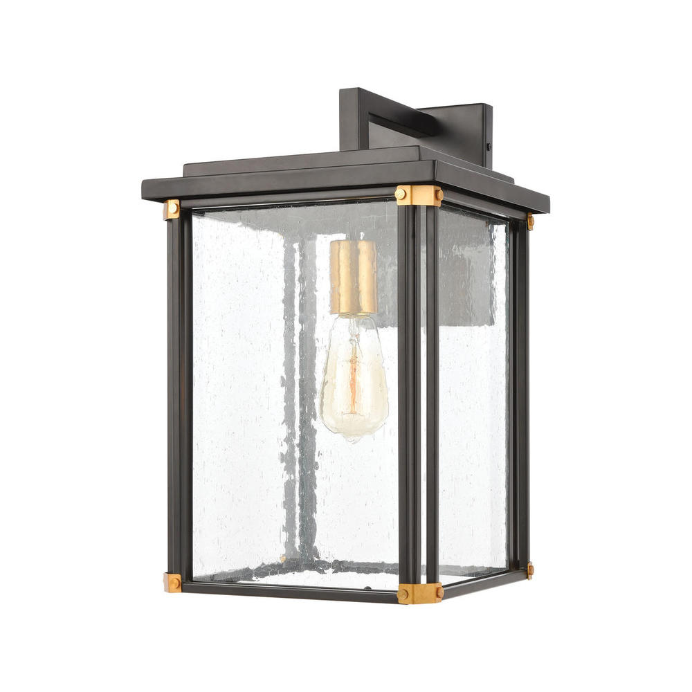 Vincentown 1-Light Sconce in Matte Black with Seedy Glass