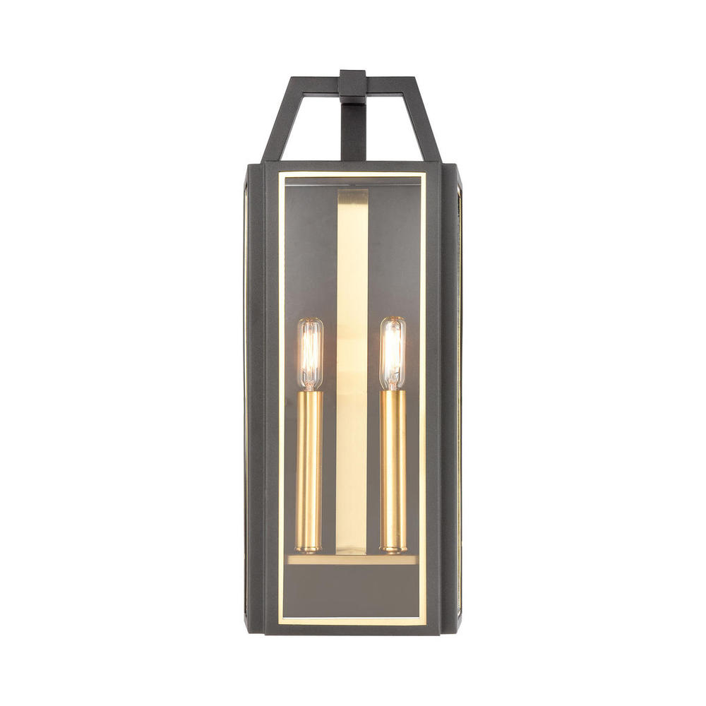 Portico 2-Light Sconce in Charcoal with Clear Glass