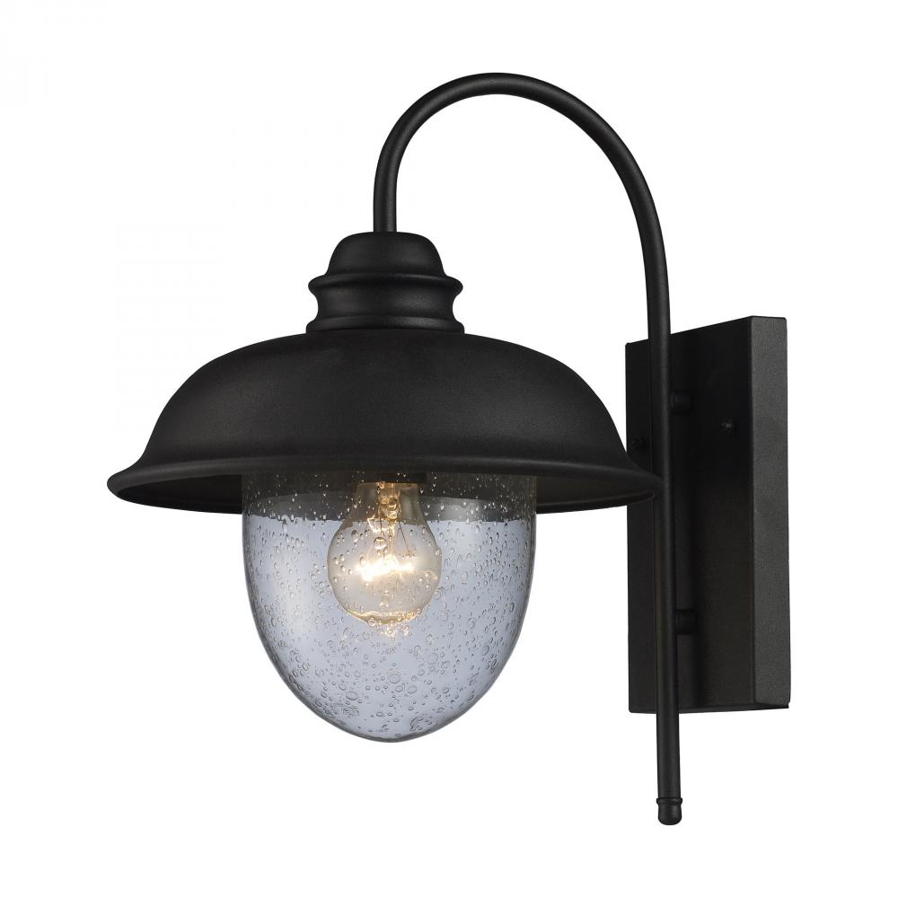 Streetside Cafe 1-Light Outdoor Wall Lamp in Matte Black - Small