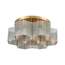 ELK Home Plus 21109/7 - Compartir 7-Light Semi Flush Mount in Satin Brass with Perforated Metal