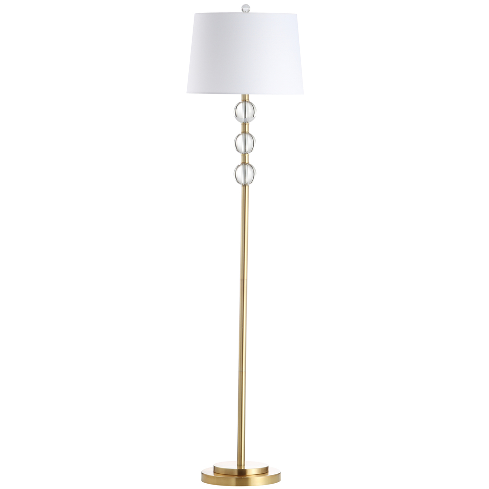1LT Crystal Floor Lamp, AGB w/ White Shade