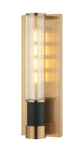 Matteo Lighting W61201MBAG - Tubo Matte Black + Aged Gold Brass Wall Sconce