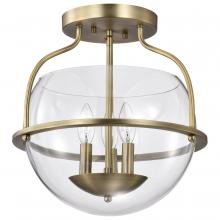 Nuvo 60/7821 - Amado 3 Light Semi Flush Mount; Vintage Brass Finish; Clear Glass