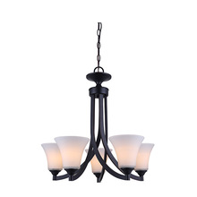 Canarm ICH587A05RA - RUE, 5 Lt Chain Chandelier, Flat Opal Glass, 60W Type A, 25" x 24"
