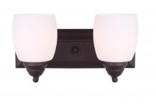Canarm IVL259A02ORB - Griffin, IVL259A02 ORB, 2 Light Vanity, Flat Opal Glass, 100 W Type A