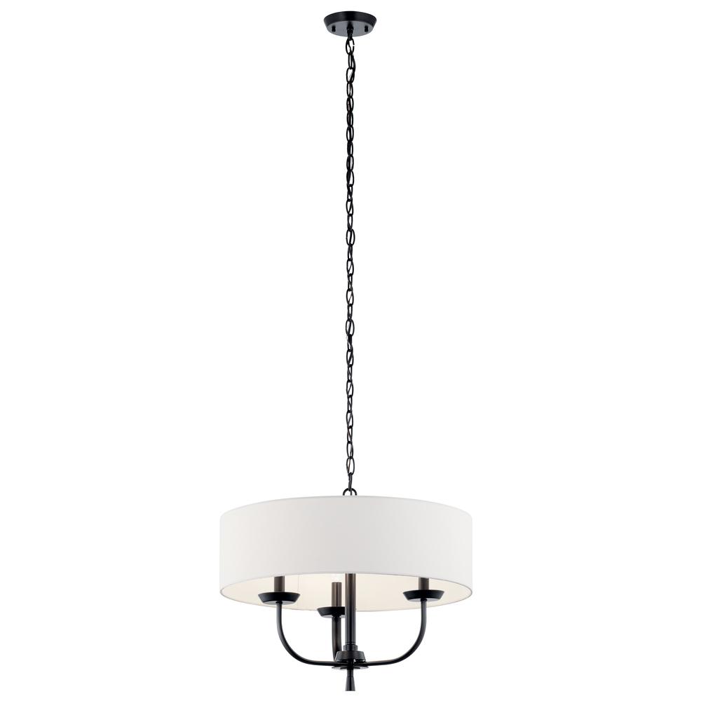 Kennewick™ 3 Light Chandelier with White fabric Brushed Nickel