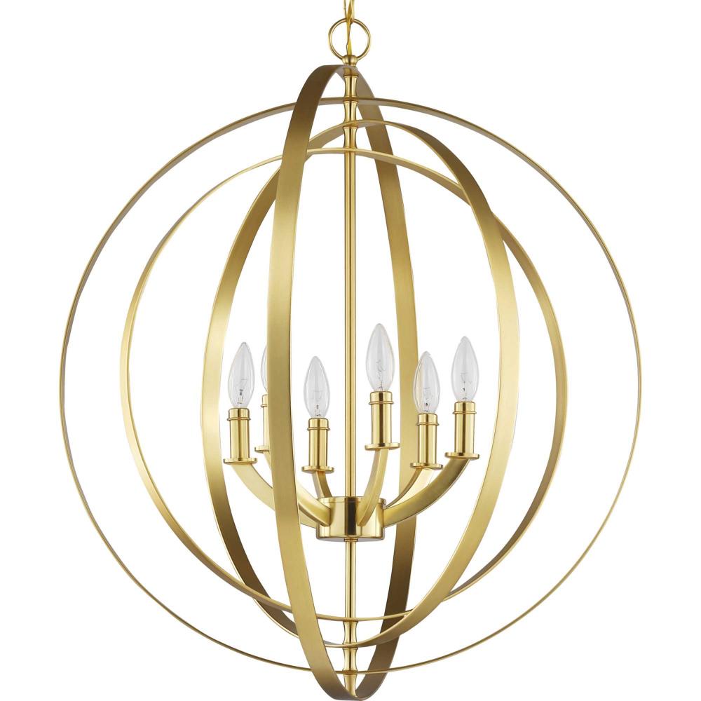 Equinox Collection Six-Light Satin Brass New Traditional Sphere Pendant Light