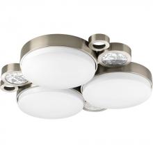 Progress P3747-0930K - Three Light Brushed Nickel White Glass Drum Shade Flush Mount