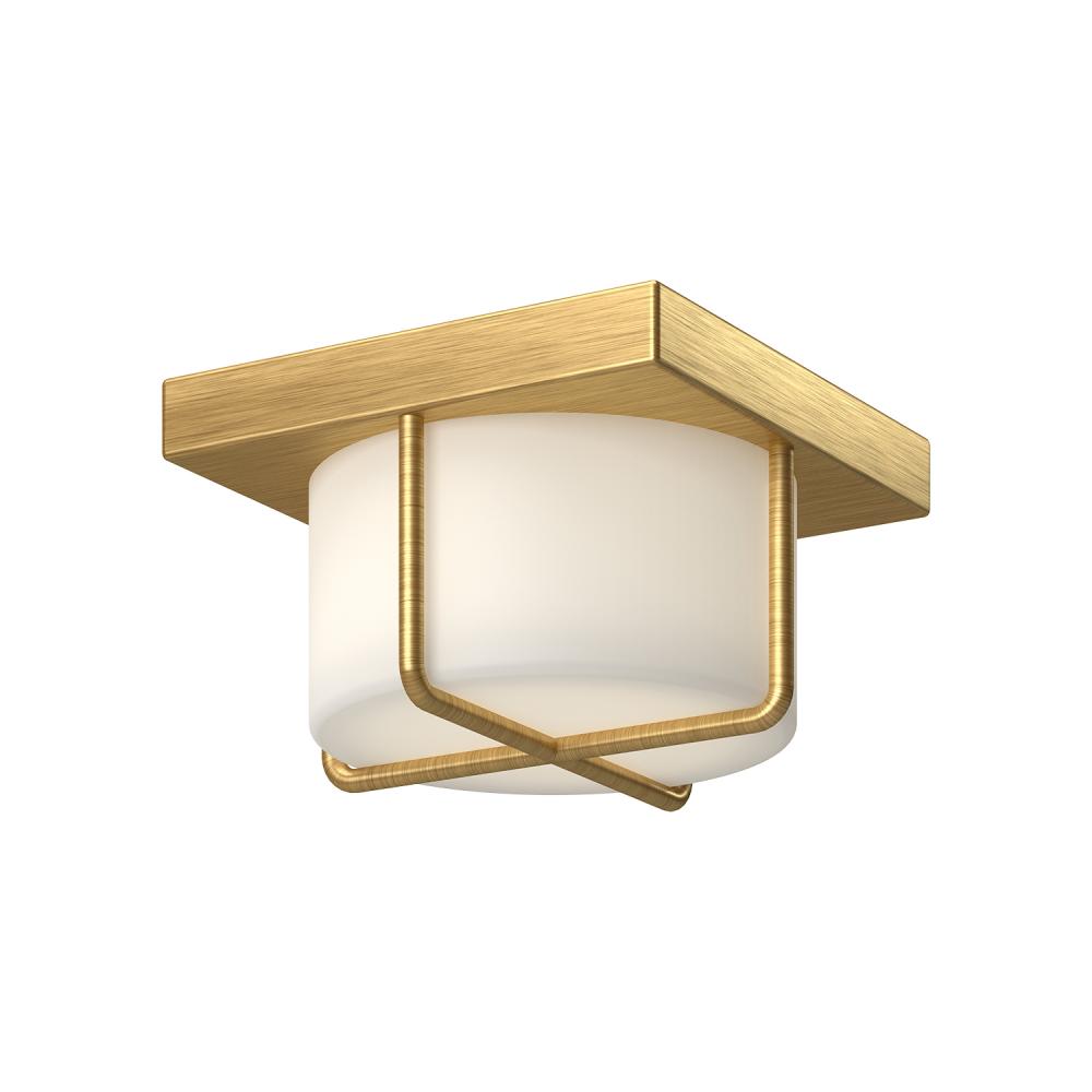 Regalo 7-in Brushed Gold/Opal Glass LED Flush Mount