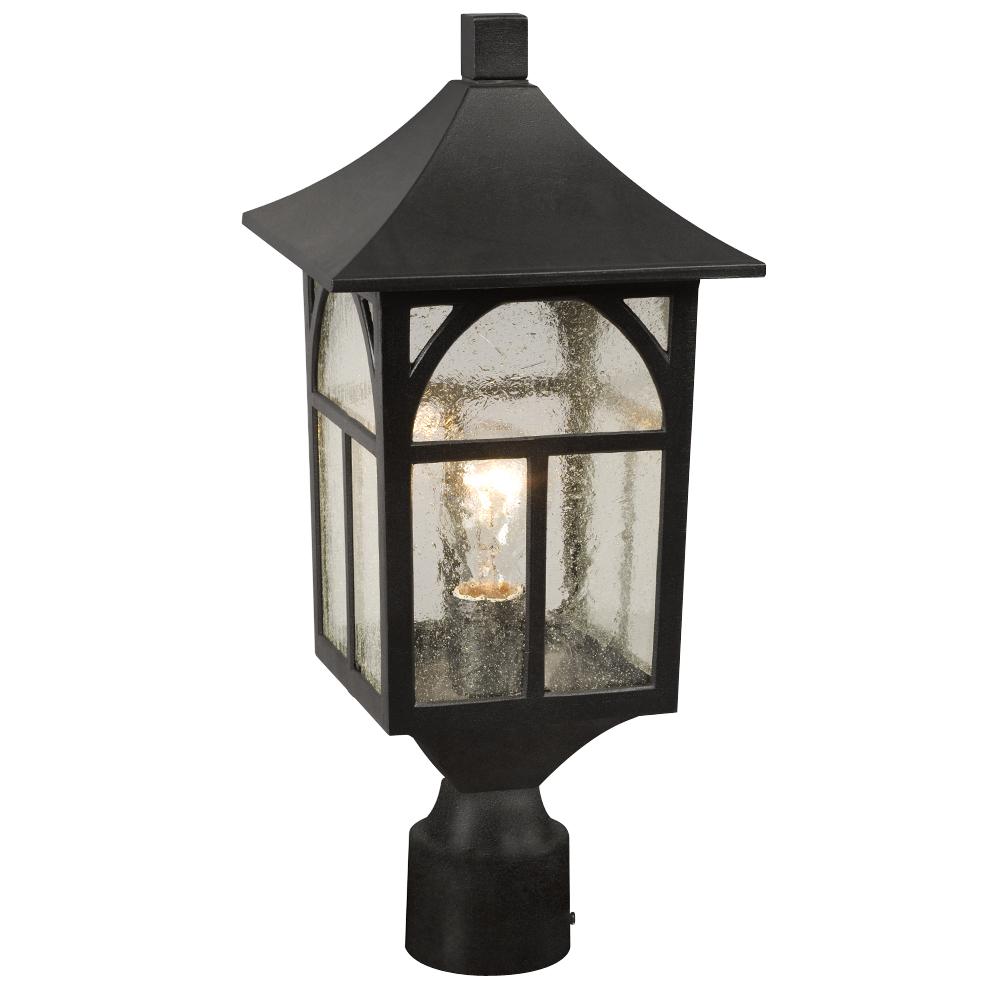 Outdoor Post Lantern only - Black with Clear Seeded Glass