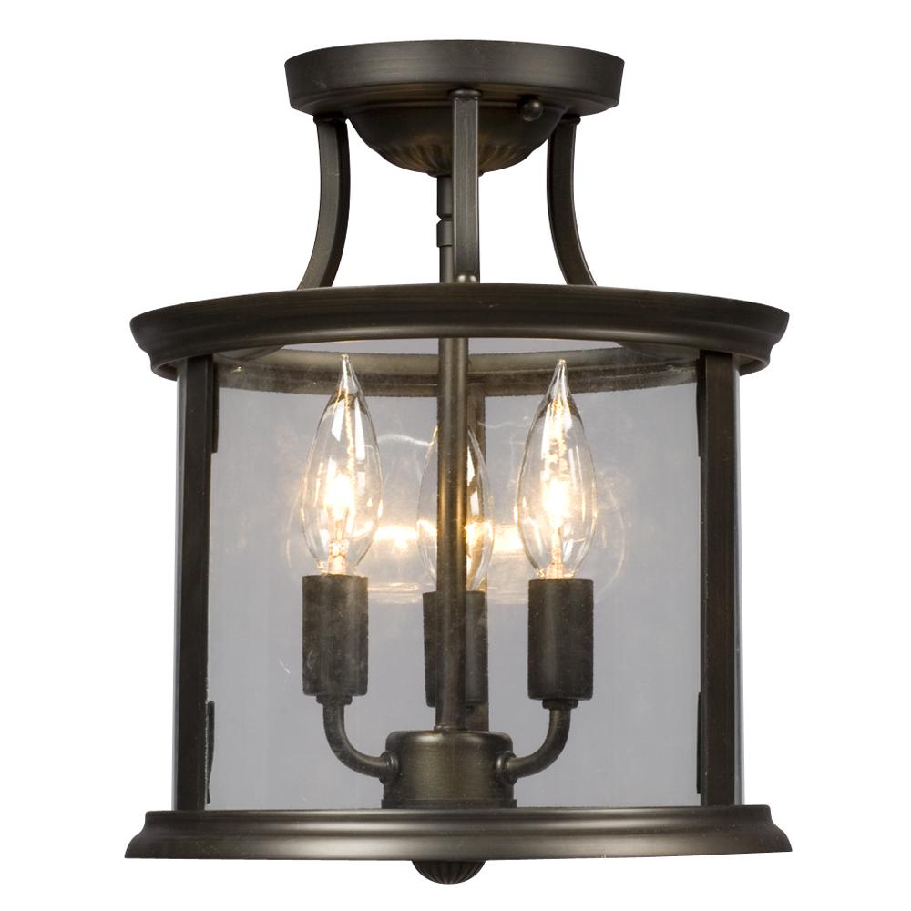 Semi-Flush Mount - Oil Rubbed Bronze with Clear Glass
