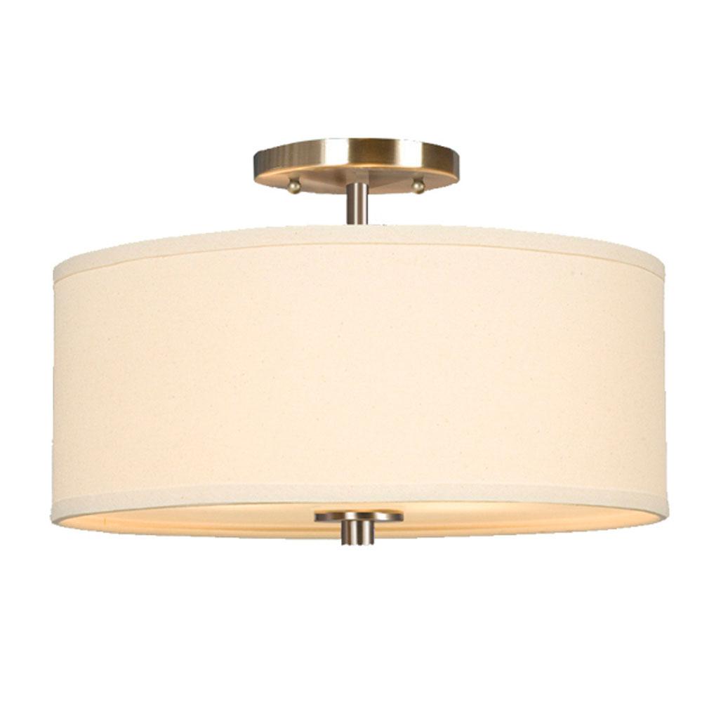 Semi-Flush Mount Ceiling Light -  in Brushed Nickel finish with Off-White Linen Shade (*ENERGY STAR