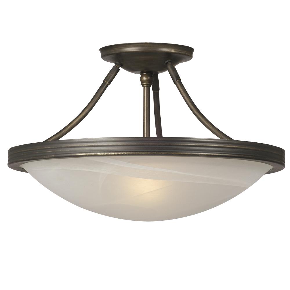 Semi-Flush Mount - Oil Rubbed Bronze w/ Marbled Glass