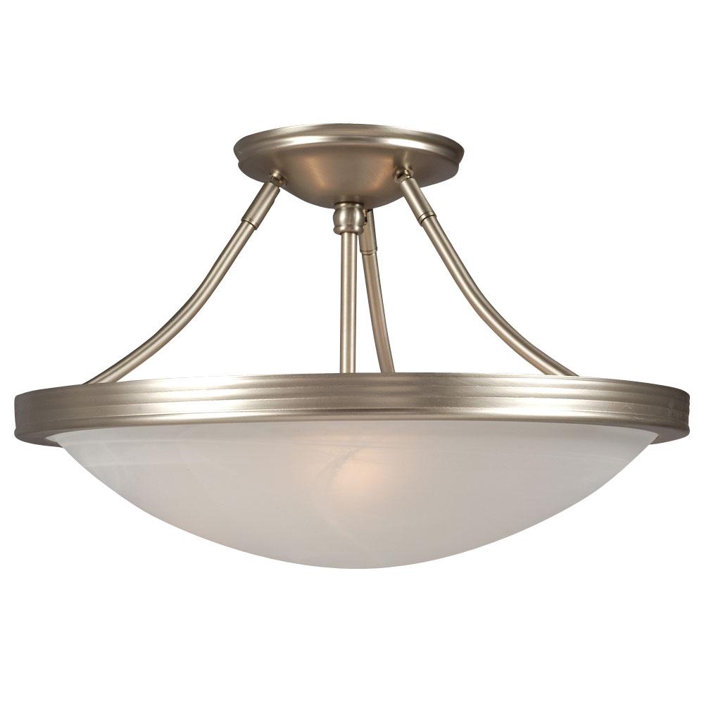 Semi-flush Mount Ceiling Light - in Pewter finish with Marbled Glass