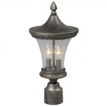 Galaxy Lighting 300138AS - Outdoor Cast Aluminum Post Lantern - Antique Silver w/ Clear Seeded Glass
