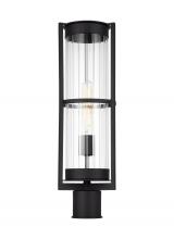 VC Studio Collection 8226701EN7-12 - Alcona transitional 1-light LED outdoor exterior post lantern in black finish with clear fluted glas