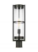 VC Studio Collection 8226701EN7-71 - Alcona transitional 1-light LED outdoor exterior post lantern in antique bronze finish with clear fl