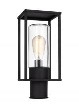 VC Studio Collection 8231101EN7-12 - Vado transitional 1-light LED outdoor exterior post lantern in black finish with clear glass shade