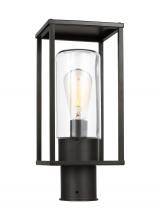 VC Studio Collection 8231101EN7-71 - Vado transitional 1-light LED outdoor exterior post lantern in antique bronze finish with clear glas