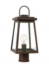 VC Studio Collection 8248401-71 - Founders modern 1-light outdoor exterior post lantern in antique bronze finish with clear glass pane