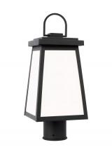 VC Studio Collection 8248401EN3-12 - Founders modern 1-light LED outdoor exterior post lantern in black finish with clear glass panels an