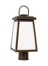 VC Studio Collection 8248401EN3-71 - Founders modern 1-light LED outdoor exterior post lantern in antique bronze finish with clear glass