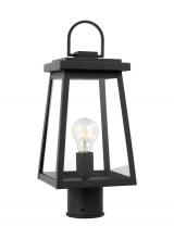 VC Studio Collection 8248401EN7-12 - Founders modern 1-light LED outdoor exterior post lantern in black finish with clear glass panels an