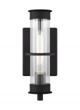 VC Studio Collection 8526701-12 - Alcona transitional 1-light outdoor exterior small wall lantern in black finish with clear fluted gl