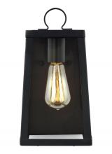 VC Studio Collection 8537101EN7-12 - Marinus modern 1-light LED outdoor exterior small wall lantern sconce in black finish with clear gla
