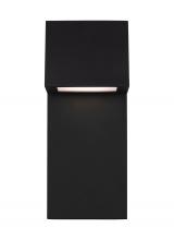 VC Studio Collection 8563393S-12 - Rocha modern 1-light LED outdoor small wall lantern in black finish with satin-etched glass panel