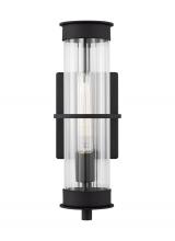 VC Studio Collection 8626701-12 - Alcona transitional 1-light outdoor exterior medium wall lantern in black finish with clear fluted g