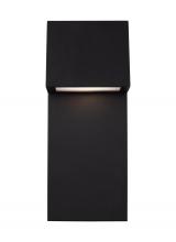 VC Studio Collection 8663393S-12 - Rocha modern 1-light LED outdoor medium wall lantern in black finish with satin-etched glass panel