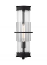 VC Studio Collection 8726701-12 - Alcona transitional 1-light outdoor exterior large wall lantern in black finish with clear fluted gl
