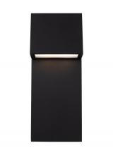 VC Studio Collection 8763393S-12 - Rocha modern 2-light LED outdoor large wall lantern in black finish with satin-etched glass panel