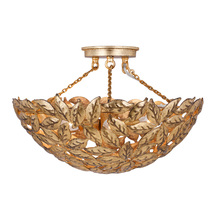 VC Studio Collection AF1173ADB - Kelan traditional dimmable indoor 3-light semi flush mount in an antique gild finish with antique gi