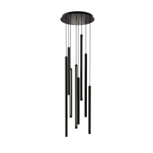 Dals PDLED120-8-BK - 8 Light Round CCT LED Duo-Light Cylinder Pendant Cluster