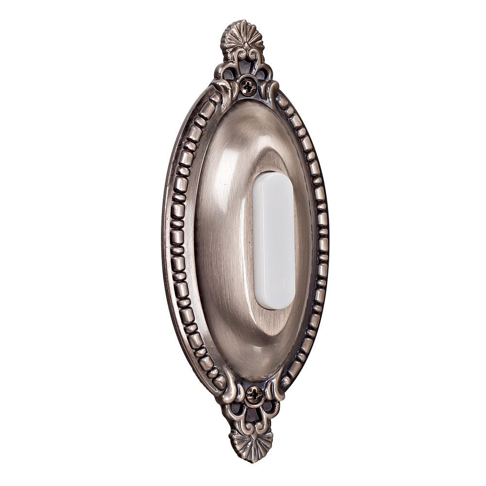 Surface Mount Oval Ornate LED Lighted Push Button in Antique Pewter