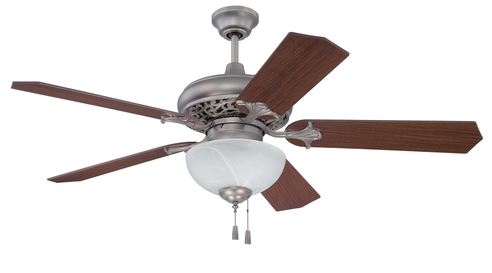 52" Ceiling Fan w/Amber Frost Bowl, Blade Options