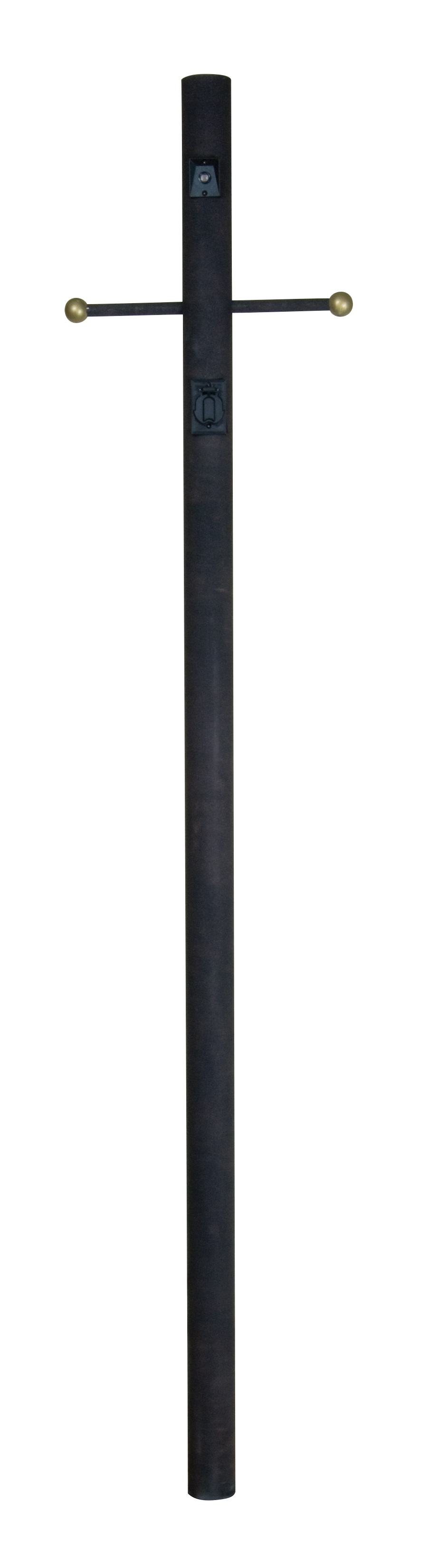 84" Smooth Direct Burial Post w/ Photocell & Convenience Outlet in Textured Black