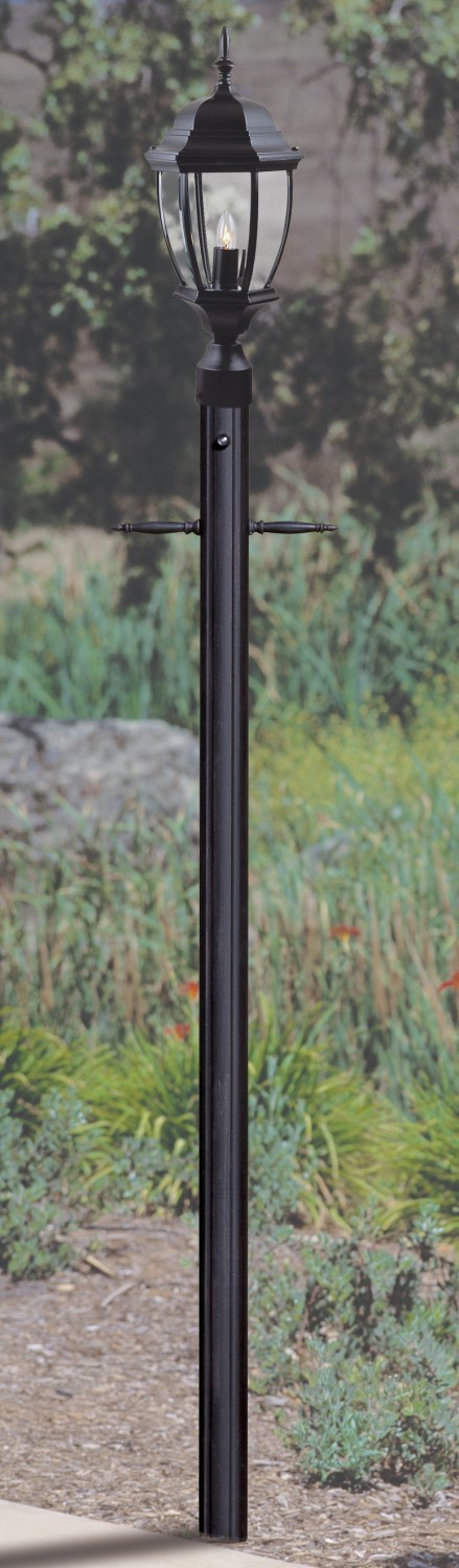 84" Fluted Direct Burial Post w/ Photocell in Textured Black